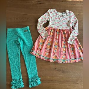 Girls sz 6 Matilda Jane dress and leggings